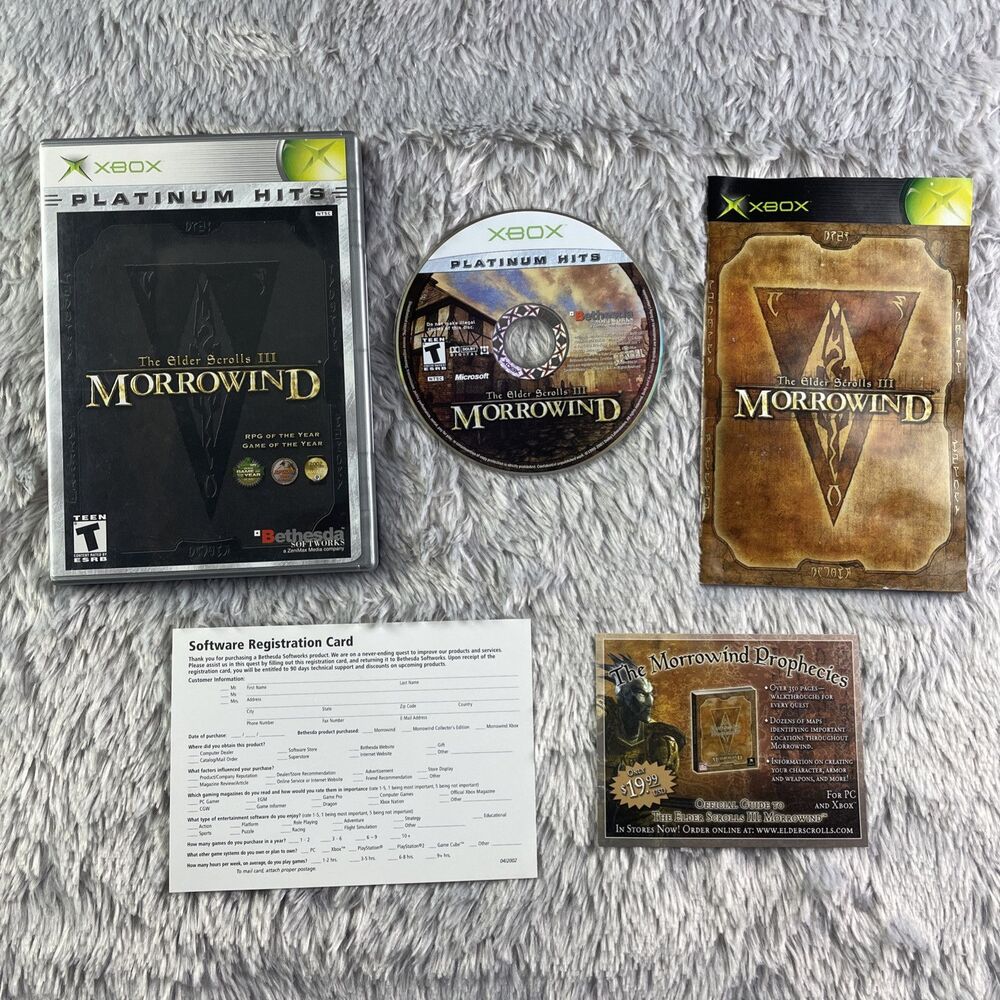 Elder Scrolls III: Morrowind (Microsoft Xbox, 2002) Disc Case Manual Inserts